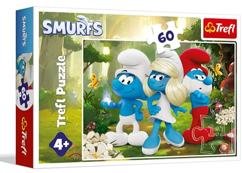 Trefl - Les Schtroumpfs, la forêt enchantée - Puzzle de 60 pièces - Puzzle coloré avec Les Personnages du Film, Divertissement créatif, Amusement pour Les Enfants à partir de 4 Ans