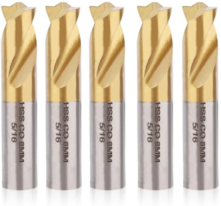 5uds Broca para Soldadura Puntual, 8mm Cortador de Soldadura Spot Acero Alta Velocidad Recubierto de Titanio Herramientas para Remoción Spotweld