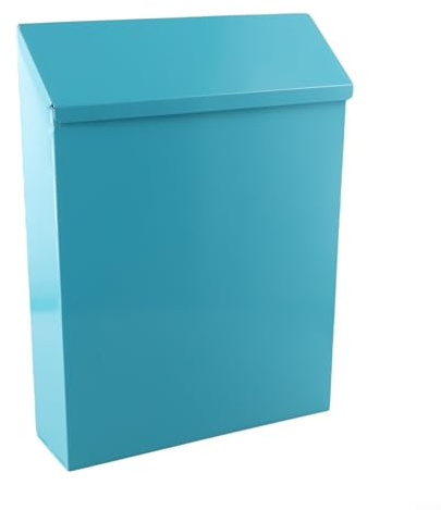 Rustic Wall Mounted Mailbox with Elegant Iron Design and Secure Locking System (Blue)