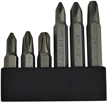 6 st JIS skruvmejsel bit-set – 35 mm och 50 mm med magnetisk spets, 1/4 hexskaft, S2 legerat stållösningsunderhåll för japanska bilar, pickups, motorcyklar, cyklar och annan utrustning