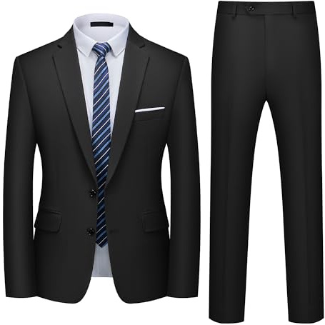 Autsel Mens Suits 2 Piece Slim Fit Two Button Suit Jacket & Trousers Set