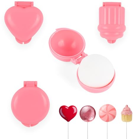 4 Set di Stampi per Cake Pop, Forme Stampate in 3D Sfera Cuore Tondo e Stampo Cupcake Tagliapasta Spingi Cake Pop per Mini Torte Fai Da Te Dolci Fatti in Casa Dessert Compleanni e Matrimoni (Rosa)