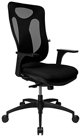Topstar Net Pro 100 inklusive höhenverstellbaren Armlehnen Bürostuhl, Stoff, schwarz, 59 x 56 x 120 cm