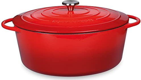 Küchenprofi Plat à rôtir en fonte avec couvercle - Intérieur rouge/noir - 35 cm - Cocotte - Cocotte - Cocotte - Cocotte - Cocotte - Cocotte émaillée - Pour tous feux (y compris l'induction), pour