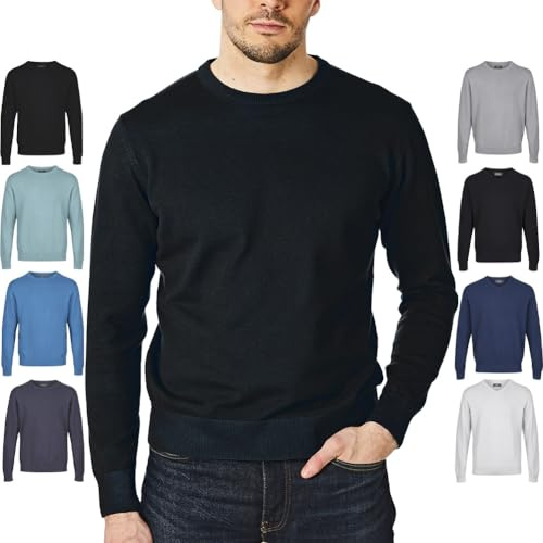 Castle Point CSPKNT003 Men's Cotton Jumper Pullover Sweater, Crew Neck, Black, XL