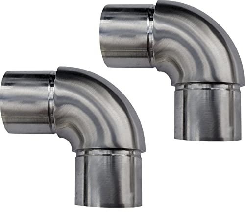 2 x Handlauf Rohrbogen 90° für Rohrdurchmesser 42,4 mm Edelstahl Rundbogen Geländer Steckfitting Eckstück Rohrverbinder von SO-TOOLS®