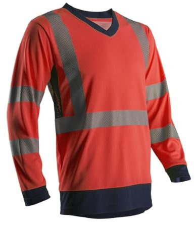Coverguard T-Shirt Hv Manches Longues Suno Rouge Et Marine