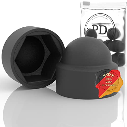 PD® Sechskant Schutzkappen M12 (Schlüsselweite 19) - Abdeckkappen für Schrauben Schwarz aus Kunststoff - Langlebige Abdeckkappen für Muttern & Schraubenkopf - Schraubenabdeckung Schwarz - 10 Stück