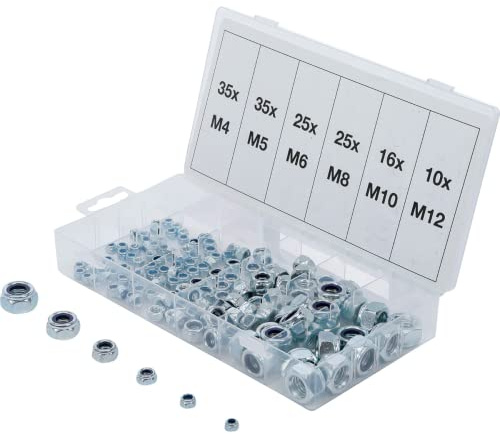 BGS Sechskant-Muttern-Sortiment selbstsichernd 146tlg. - 8135