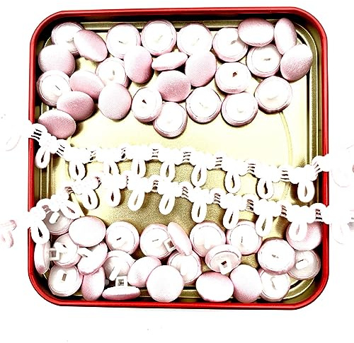 Lmlliang 50PC/Set 11mm Pink Satin Cloth Button Fabric Covered Button with Shank and Buttonhole for Bridal Wedding Dress Satin Blouse Prom Dress DIY Sewing