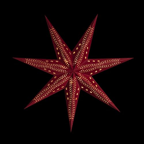 Sterntaler Dekostern | Weihnachtsstern Papier | Samt | Faltstern | Rot | 75cm | Innen | Glühbirne | Netzstecker