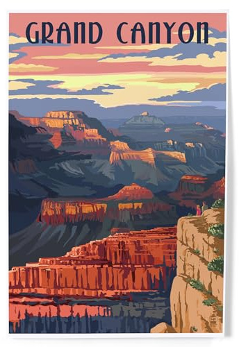 Lantern Press 8x12 Inch Art Print Wall Decor, Grand Canyon National Park, Arizona, Sunset View