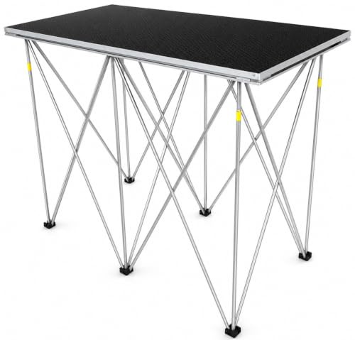 NLIGHTING Tavolo DJ Professionale Pieghevole 120x60 cm, Postazione per Console DJ in Alluminio con Base a Ragno, Tavolo Portatile per Mixer, Controller, Eventi, Disco e Service Audio Luci