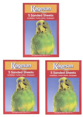 WUNDAPETS 3 PACK KAGESAN RED BIRD CAGE SAND PAPER SHEETS 3 x 5 PCK = 15 SHEETS 43CM X 28CM