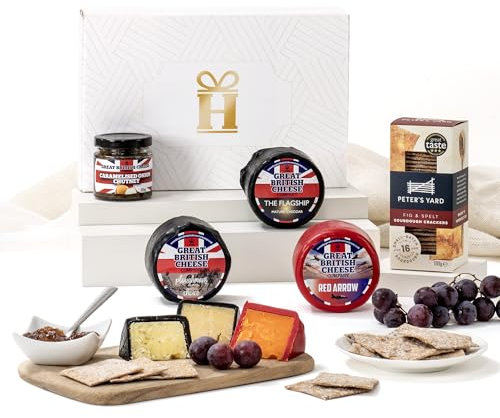 Hattie's Gifts Ultimate Cheese Hamper | Gourmet Cheese Truckles Gift Set with Chutney & Artisan Spelt & Fig Crackers | Ideal for Boards & Platters | Christmas, Birthday, Celebrations