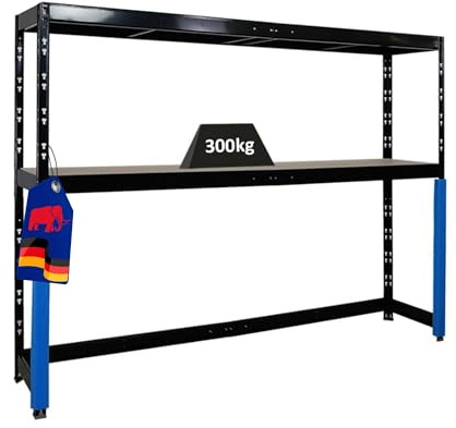 PROREGAL Garagenregal Hercules platzsparend unterfahrbar HxBxT 180x240x50cm 2 Lagerebenen Fachlast 300kg Schwarz Schwerlastregal Lagerregal