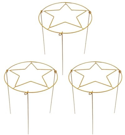 Fonowx Lot de 3 Supports pour Plantes grimpantes, Treillis, pothos, lys, Hoya, hortensias, pivoines, Lierre, légumes, Cadre en métal, Doré