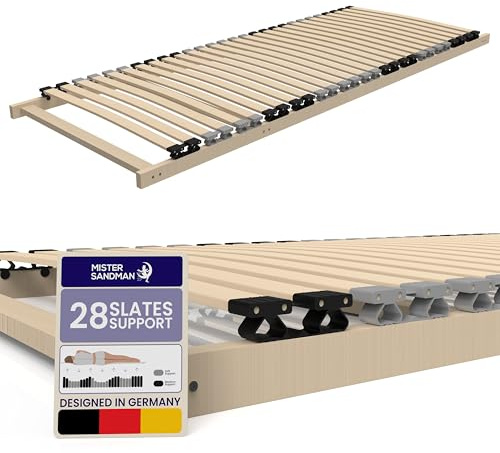 Mister Sandman Somier de láminas de 80 x 200 cm, 7 Zonas, ergonómico, 28 Listones de muelles, Estable, Antideslizante, Transpirable, silencioso, Certificado LGA, autoensamblable, Marco de Madera de