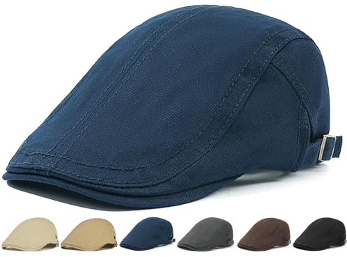 Initlove Mens Newsboy Cap Cotton Ivy Hat Beret Hats for Driving Navy