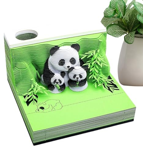 Calendario Reloj 2026, Panda Calendario 3D Rasgar Día a Día, Bloc de Notas Escultura de Papel Desmontable para Profesores Profesionales Estudiantes, Escritorio Mesita Tocador