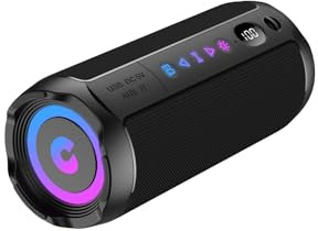 Bluetooth Lautsprecher mit Licht, Bluetooth 5.4 Musikbox,25W Dual Lautsprecher, LED Anzeige & 25 Std Akku,Dualen Bass-Treibern, IPX7 wasserdicht,TWS Paarung, AUX,TF Karte,Geeignet Outdoor/Party/Reisen