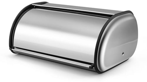 Flexzion Stainless Steel Bread Box, 16-Inch Bread Bin for Countertop