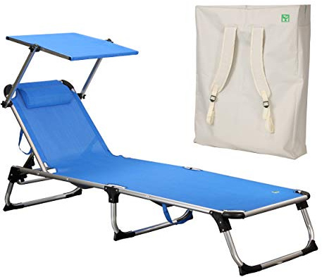 Totò Piccinni Lettino KAMP in Alluminio con Cuscino e Borsa (Blu)