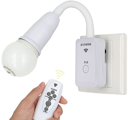 HTRUIYATY E27 Steckdosenlampe mit Schalter Intelligente Fernbedienung Steckerleuchte Lampenfassung Flexibel LED Steckdosenleuchte Adapter für Küche Schlafzimmer Leselicht