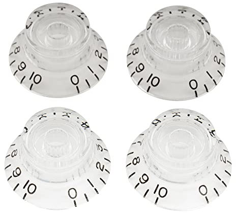 Musiclily Pro Metrische Größe 18 Splines Hutform Potiknopfe Top Hat Bell Knobs für Epiphone Les Paul SG Style E-Gitarre, Transparent(4er Set)