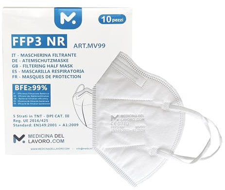 10 Masque FFP3 Certifiés CE, Masque 5 Couches Sans Valve, Masques de Protection Adulte contre les Poussières et les Particules, Masques de Protection Respiratoire Filtrant BFE≥99, 10 Pièces
