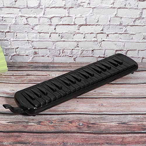 Melodica, 37 Key Wind Musical Instrument Ergonomic Design Blowpipe Melodica with Bag F37s(black)