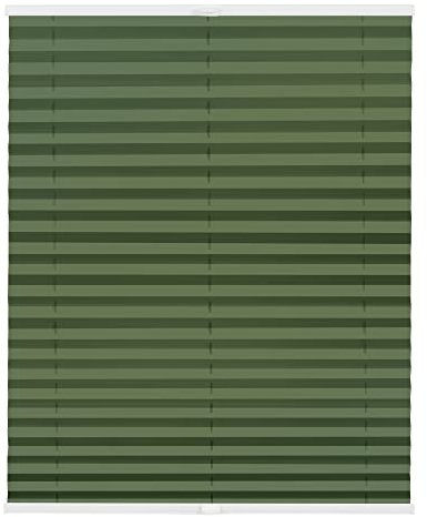Lichtblick Plissee Klemmfix nach Maß, ohne Bohren, verspannt, Hitzeschutz, Blickdicht, Made in Germany, Thermoplissee - Oliv 85 cm x 130 cm (B x L)