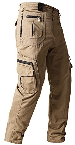 Générique Pantalon Cargo Homme Travail Droit Multi-Poches Boutonné De Couleur Unie Sportswear Classique Extensible Marque pour Tous Les Jours Jeans Regular Chantier Tenue(02Jaune,L)