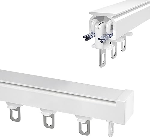 Binario Tenda Soffitto Bastoni E Binari Per Tende, Alluminio Resistente, Montaggio A Soffitto O A Parete, Bianco Nero 1-6m Scorrevole Balcone Home Decor Accessori, Divisorio, Muto Scivolo Liscio