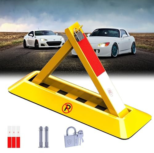 YEHOZZ Barrera De Estacionamiento Plegable Cerradura De Espacio De Estacionamiento Extraíble Bloqueador De Estacionamiento Manual, Poste De Estacionamiento De Automóviles Triangular,48CM