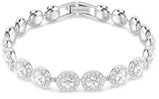 Swarovski Bracciale Tennis Una, Taglio Round, Bianco, Placcato rodio