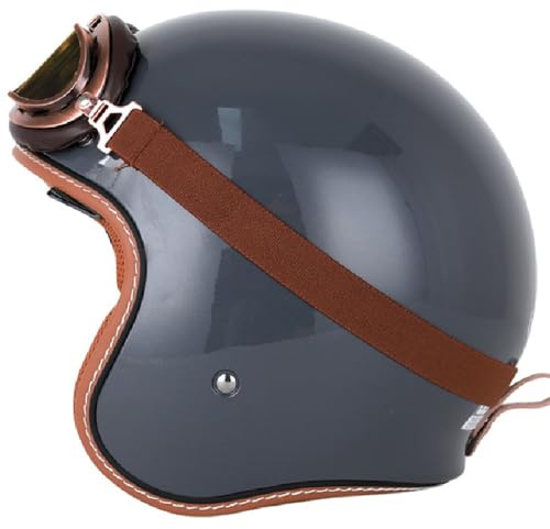 JetHelm mit Sonnenbrille, Retro Motorrad Halbschalenhelm DOT/ECE-Zulassung, Retro Helm Design, Ideal als Rollerhelm für Herren und Damen, Leichter Motorradhelm