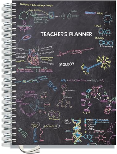 Teacher Planner 2026-2027 A4 size by Pirongs | 6 Lesson Planner for Teachers | Page a day | Undated, Hardback, Wiro-bound Teachers Planner - The Chalkboard Collection | Biology