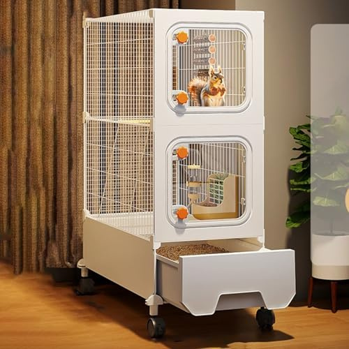 Jaula para Chinchillas, Ardillas Y Gatos, Corral para Animales Pequeños, con Espacio Entre Barras De 0,59 Pulgadas Y Bandeja Extraíble De Fácil Limpieza para Conejos Y Hurones(36 * 46 * 96cm)