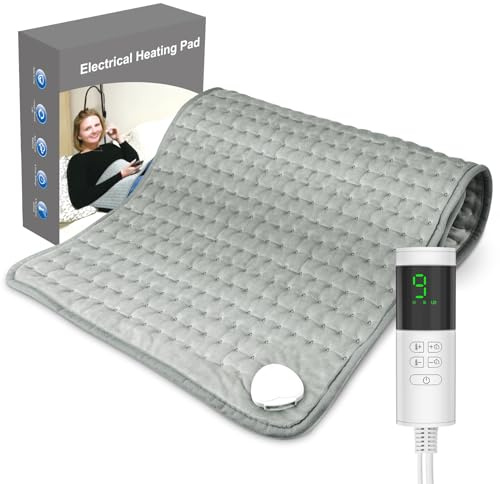 Nigecue 43x84cm Heizkissen mit Abschaltautomatik, Schnelle Heiztechnik Elektrisch Wärmekissen mit 9 Heizstufen, Überhitzungsschutz, LED Display, Maschinenwaschbare Heizdecke mit 4 Timer