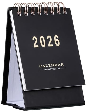 Mini Desk Calendar 2026, Jan 2026 to June 2027, 18 Monthly Desktop Calendar, Portable Standing Flip Small Desk Calendar for Daily Schedule School Office Supplies, New Year Gifts (Black)