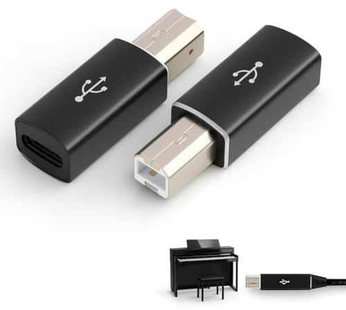2 PCS Adattatore da USB B a USB C, Convertitore Femmina Tipo C a USB B 2.0 Compatibile con Stampanti, Scanner, Fax, Piano Elettrico, Dispositivi MIDI, Laptop e Accessori Smart, Trasferimento Rapidoc
