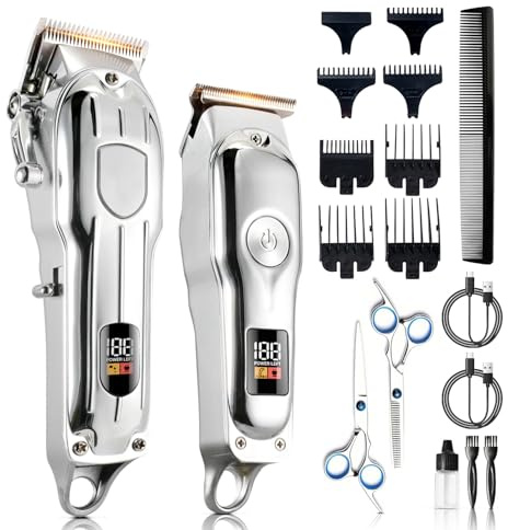Mensure Hair Clippers for Men, Home Haircut Kit with Scissors, Comb & Guide Combs, Cordless Hair Trimmer Set for Family Use