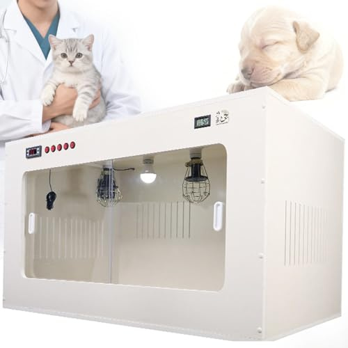 RETRIN Incubateur pour Animaux,Boîte De Mise Bas Chien Chat,Nic Chauffant pour Chiot Chaton Nouveau-Né,Contrôle Température Constante,Surveillance de Température et l'Humidité 100 * 60 * 60cm