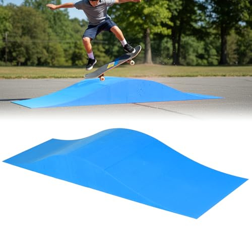 70 Long Skateboard Ramp, 330lb Capacity Wavy Bike Ramp for Skateboards, Scooters, BMX Bikes, RC Cars - Blue Interlocking Modular Jump Ramp for Beginners