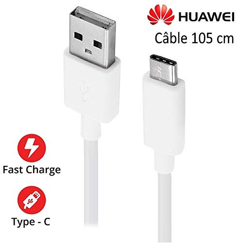 acce2s - Câble USB-C Original 102 cm pour Huawei P40 Pro - P40 Lite 5G - P40 Lite - P40 - P30 Lite - P30 Pro - P30 - P20 Pro - P20 - P20 Lite - P10+ - P10