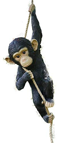 Climbing Monkey Hanging On Rope Garden Tree Ornament Statue Sculpture Decoration