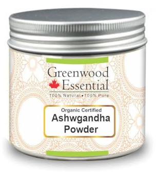 Greenwood Essential Pure Ashwgandha Powder (Withania somnifera) Organic Certified 100% Natural Therapeutic Grade 100gm (3.5 oz)