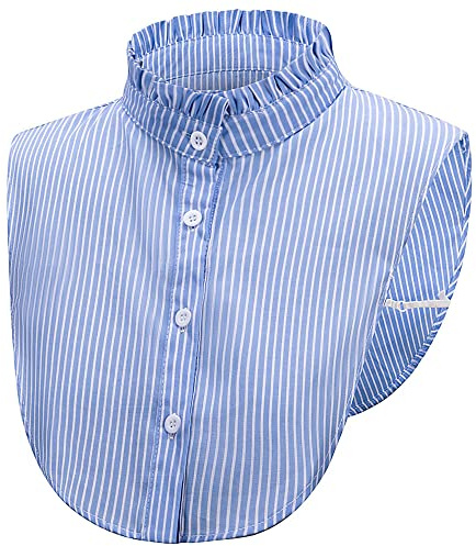 LoudSung Falsk krage avtagbar halvskjorta blus falsk krage randig elegant design för kvinnor flickor