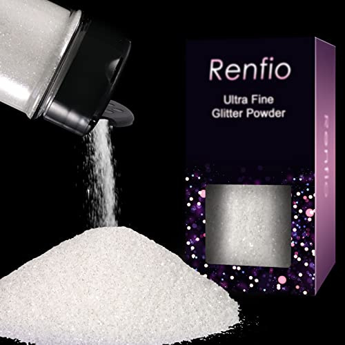Renfio Ultra Fine Glitter Powder Metallic Resin Glitter 2.11 Oz (60g) PET Flakes Crafts Sequins 1/128 0.008 0.2mm Epoxy Chips Flakes for Tumblers Slime Decoration - Clear